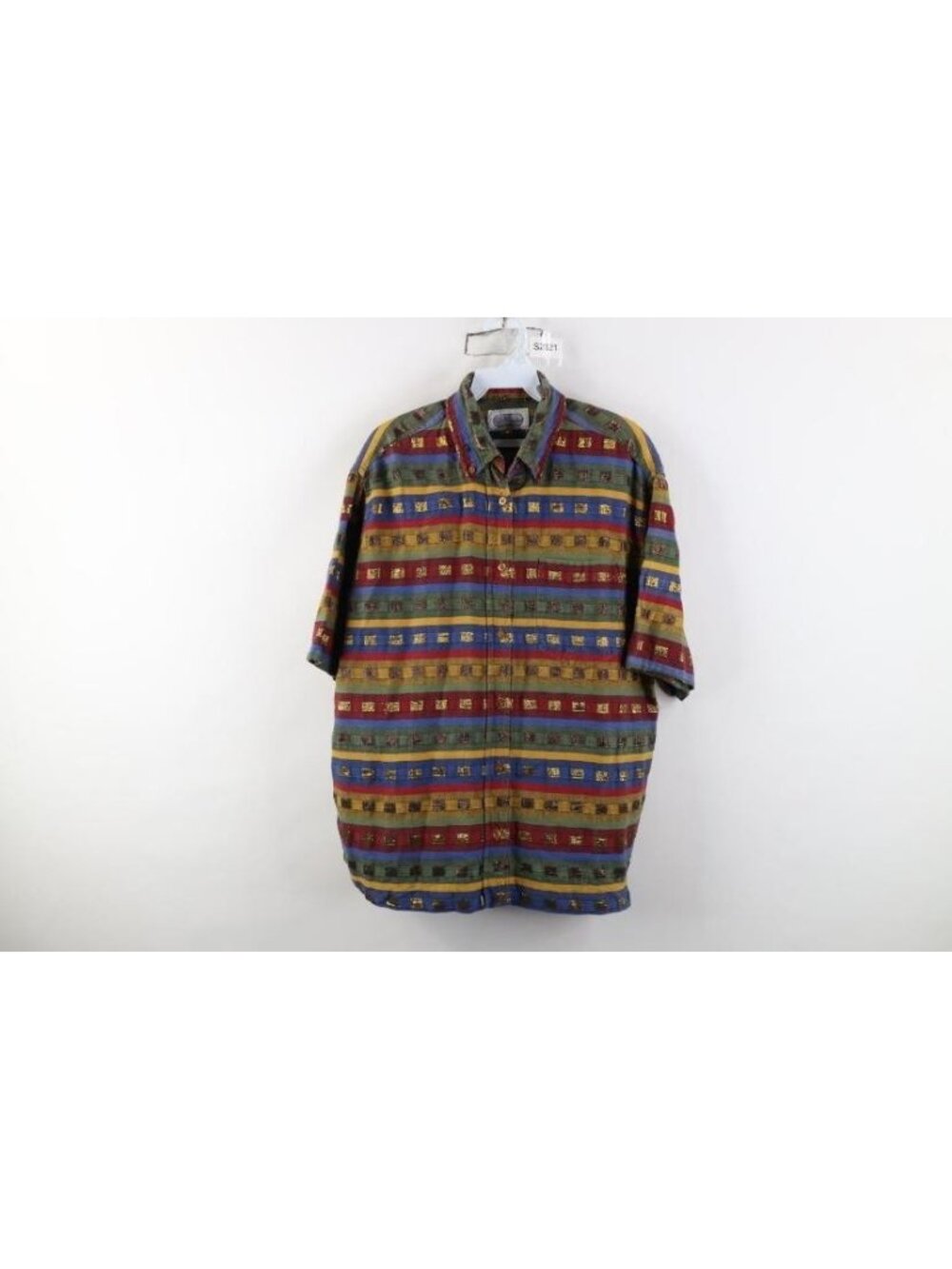 Vtg 90s Streetwear Womens Medium Rainbow Striped Metallic Flannel Button Shirt